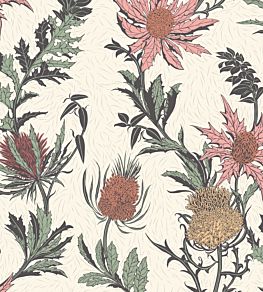 Thistle Wallpaper by Cole & Son Alabaster Pink & Orange on Parchment