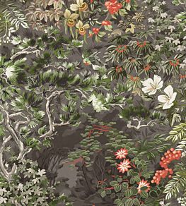 Woodland Wallpaper by Cole & Son Coral, Olive & Charcoal