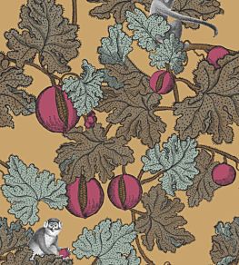 Frutto Proibito Wallpaper by Cole & Son Print Room Blue and Magenta on Metallic Gold