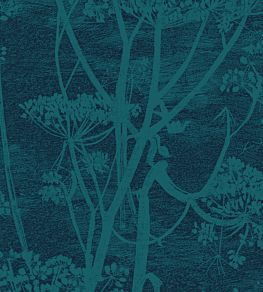 Cow Parsley Velvet Fabric by Cole & Son Petrol & Ink