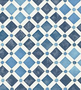 Zellige Wallpaper by Cole & Son China Blue/White