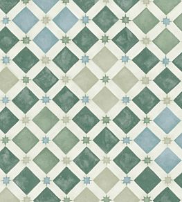 Zellige Wallpaper by Cole & Son Olive/Blue