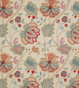 Baptista Linen Fabric by Colefax and Fowler Red/Sage