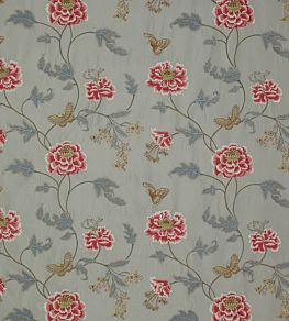Oriental Poppy Fabric by Colefax and Fowler Silver