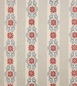 Theodore Fabric by Colefax and Fowler Tomato/Blue