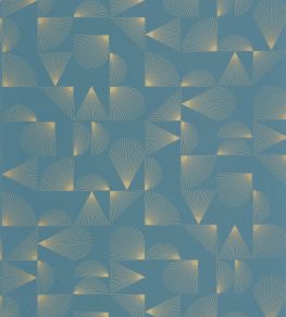 Contour Wallpaper by Caselio Bleu Petrole Or