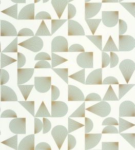 Contour Wallpaper by Caselio Vert D'Eau Or
