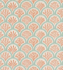Coralli Wallpaper by Jane Churchill Tomato/Blue