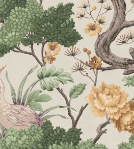 Crane Bird Fabric by Woodchip & Magnolia Buttercup Yellow/Cream