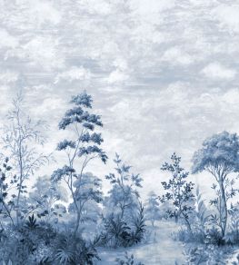 Cumbria Mural by Anna French Blue and White on Pearl
