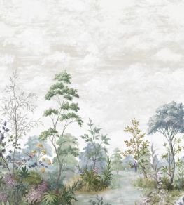 Cumbria Mural by Anna French Pale Blue and Green on Pearl