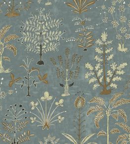 Cynthia Fabric by Josephine Munsey Mid Blue and Olive