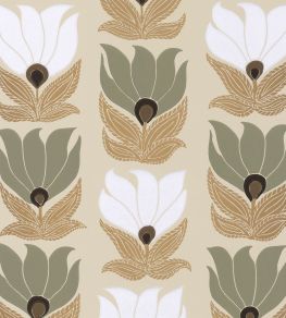 Dauphine Wallpaper by Casamance Grege / Vert Argile