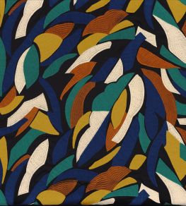 Defile Fabric by Casamance Moutarde/Emeraude/Bleu Electrique
