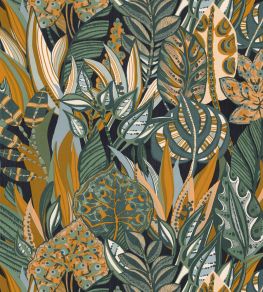 Desirade Wallpaper by Casamance Encre/Emeraude