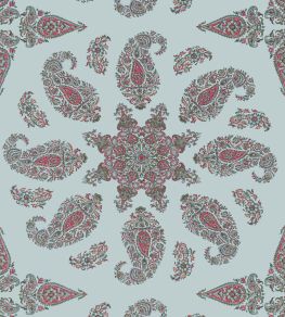 East India Wallpaper by Thibaut Raspberry and Teal