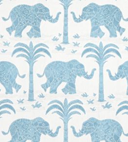 Elephant Velvet Fabric by Thibaut French Blue