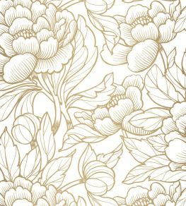 Envergure Wallpaper by Caselio Blanc Or
