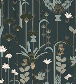 Ephemeral Wallpaper by Caselio Blue Khaki Gold