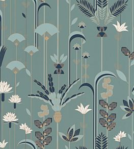 Ephemeral Wallpaper by Caselio Oil blue Gold