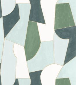 Etoffe Wallpaper by Caselio Vert Or