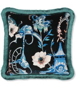 Euphoria Velvet Cushion 50 x 50cm by Romo Cobalt