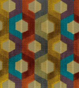 Favo Fabric by Osborne & Little Terracotta/Gold/Petrol