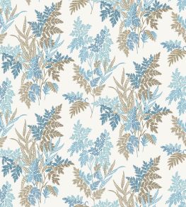 Fern Craze Fabric by Nina Campbell Indigo/Blue/Chocolate