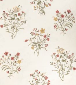 Flax & Field Flowers Fabric by Volga Linen Scarlet/Oyster