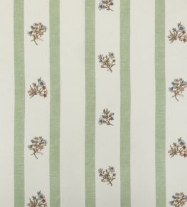 Flax & Field Posy Stripe Fabric by Volga Linen Eucalyptus/Oyster