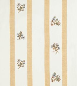 Flax & Field Posy Stripe Fabric by Volga Linen Ochre/Oyster