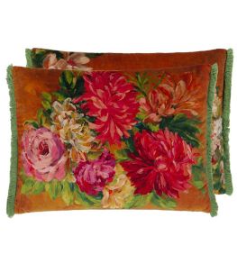Fleurs D Artistes Velours Cushion 45 x 60cm by Designers Guild Terracotta