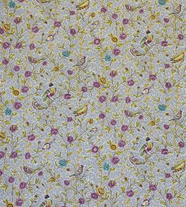 Fleurs Et Oiseaux Fabric by Casal Indigo-Prune