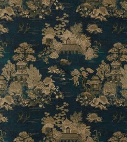 Floating Pavilion Velvet Fabric by Liberty Kelp