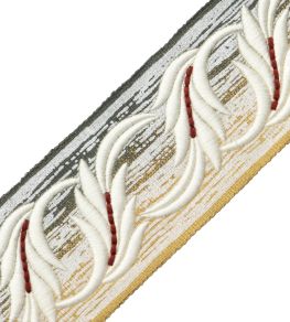 Fogli Cablate Embroidered Border Trimming by Samuel & Sons Bianco
