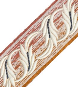 Fogli Cablate Embroidered Border Trimming by Samuel & Sons Rosso