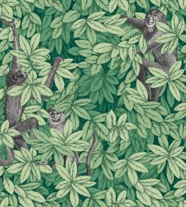 Foglie e Scimmie Wallpaper by Cole & Son Forest Green