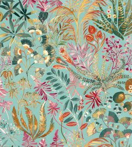 Folium Fabric by Arley House Aqua