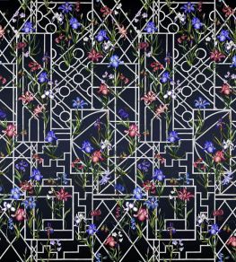 Fretwork Garden Panoramic Mural in Indigo by Christian Lacroix Indigo