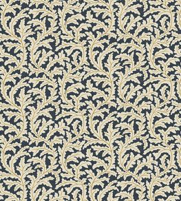 Frond Ogee Fabric by Josephine Munsey Navy and Ochre