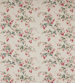 Fuchsia Linen Fabric by Colefax and Fowler Red/Forest