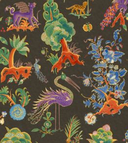 Gertrude Wallpaper by GP & J Baker Charcoal/Jewel