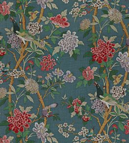 Hydrangea Bird Fabric by GP & J Baker Indigo