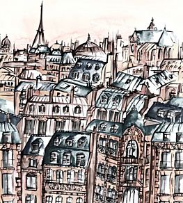 Grands Boulevards Mural by Casamance Nude/Ardoise