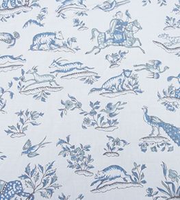 Gujarat Safari Fabric by Titley and Marr Sky Grey and Prussian