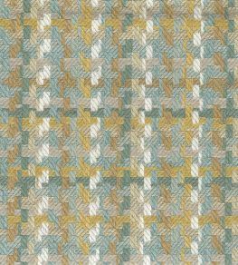Hadlow Fabric by Nina Campbell Aqua/Ochre/Ivory