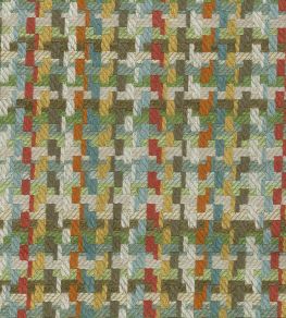 Hadlow Fabric by Nina Campbell Turquoise/Tangerine/Taupe