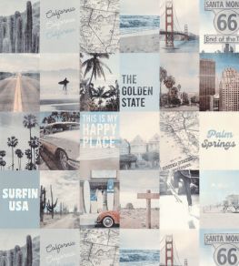 Happy Place Wallpaper by Caselio Bleu Gris