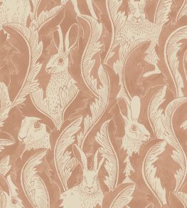 Hares In Hiding Wallpaper by Langelid Von Bromssen Dusty Pink