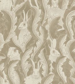 Hares In Hiding Wallpaper by Langelid Von Bromssen Taupe
